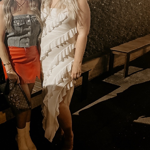 Strapless White Ruffle Dress - Picture 4 of 4